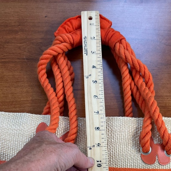 Escada Ivory Tote with Orange Trim and Handles - Picture 12 of 15